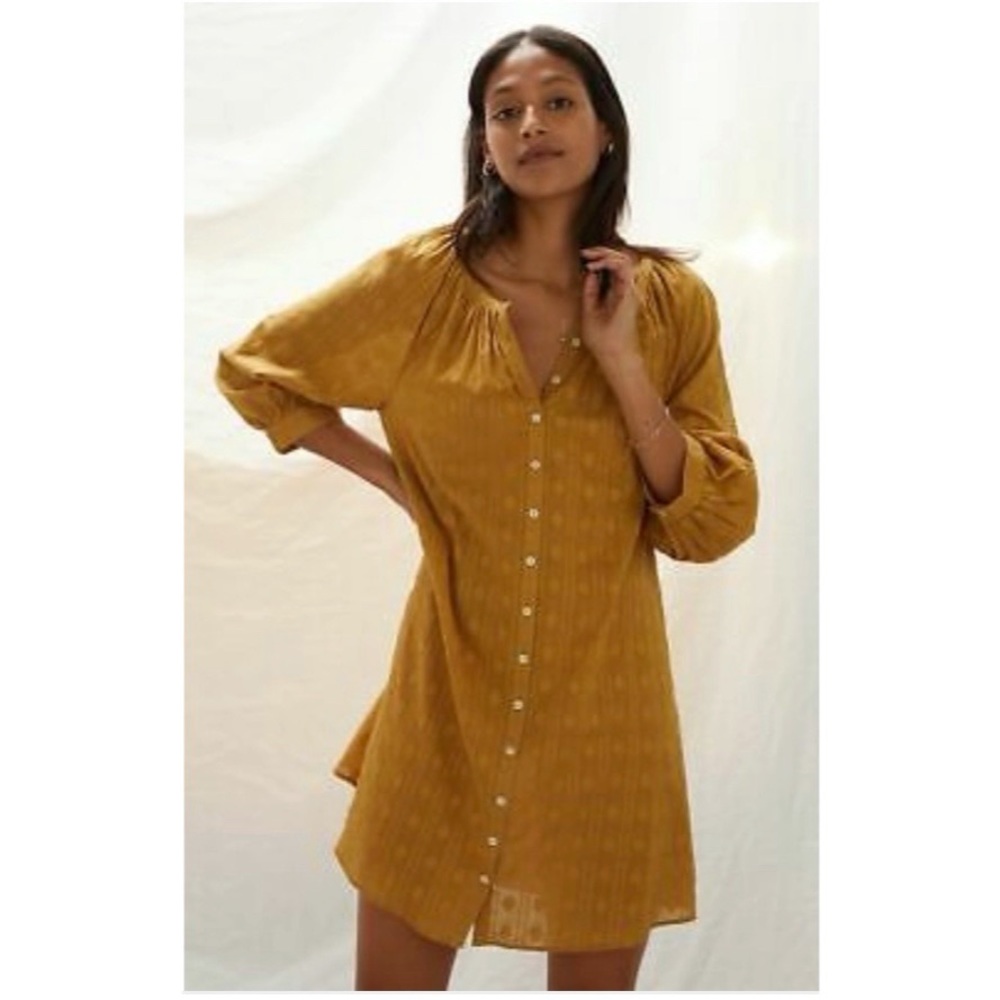 Anthropologie Florence Mini Dress Yellow XL New